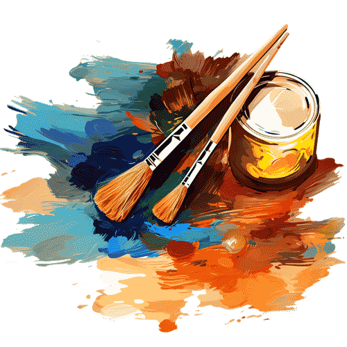 Paint and paintbrushes